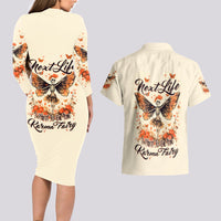 Fairy Skull Couples Matching Long Sleeve Bodycon Dress and Hawaiian Shirt Next Life I Want To Be The Karma Fairy - Wonder Print Shop