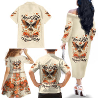 Fairy Skull Family Matching Off Shoulder Long Sleeve Dress and Hawaiian Shirt Next Life I Want To Be The Karma Fairy - Wonder Print Shop