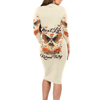 Fairy Skull Long Sleeve Bodycon Dress Next Life I Want To Be The Karma Fairy - Wonder Print Shop