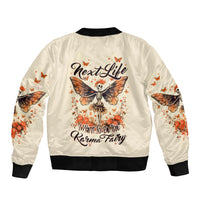 Fairy Skull Sleeve Zip Bomber Jacket Next Life I Want To Be The Karma Fairy - Wonder Print Shop