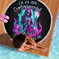 Flame Witch Skull Beach Blanket I'm An Odd Combination Of Sweet And Don't Mess With Me - Wonder Print Shop