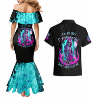 Flame Witch Skull Couples Matching Mermaid Dress and Hawaiian Shirt I'm An Odd Combination Of Sweet And Don't Mess With Me - Wonder Print Shop