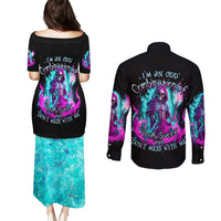 Flame Witch Skull Couples Matching Puletasi Dress and Long Sleeve Button Shirt I'm An Odd Combination Of Sweet And Don't Mess With Me - Wonder Print Shop