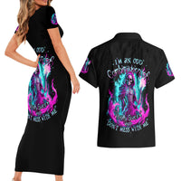 Flame Witch Skull Couples Matching Short Sleeve Bodycon Dress and Hawaiian Shirt I'm An Odd Combination Of Sweet And Don't Mess With Me - Wonder Print Shop