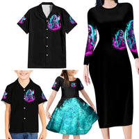 Flame Witch Skull Family Matching Long Sleeve Bodycon Dress and Hawaiian Shirt I'm An Odd Combination Of Sweet And Don't Mess With Me - Wonder Print Shop