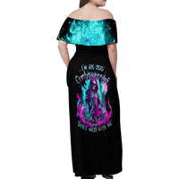 Flame Witch Skull Family Matching Off Shoulder Maxi Dress and Hawaiian Shirt I'm An Odd Combination Of Sweet And Don't Mess With Me - Wonder Print Shop