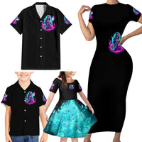 Flame Witch Skull Family Matching Short Sleeve Bodycon Dress and Hawaiian Shirt I'm An Odd Combination Of Sweet And Don't Mess With Me - Wonder Print Shop