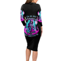 Flame Witch Skull Long Sleeve Bodycon Dress I'm An Odd Combination Of Sweet And Don't Mess With Me - Wonder Print Shop