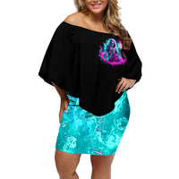 Flame Witch Skull Off Shoulder Short Dress I'm An Odd Combination Of Sweet And Don't Mess With Me - Wonder Print Shop