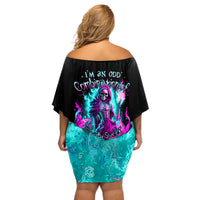 Flame Witch Skull Off Shoulder Short Dress I'm An Odd Combination Of Sweet And Don't Mess With Me - Wonder Print Shop