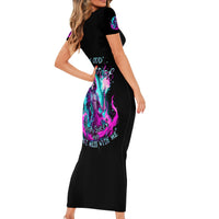 Flame Witch Skull Short Sleeve Bodycon Dress I'm An Odd Combination Of Sweet And Don't Mess With Me - Wonder Print Shop