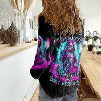 Flame Witch Skull Women Casual Shirt I'm An Odd Combination Of Sweet And Don't Mess With Me - Wonder Print Shop