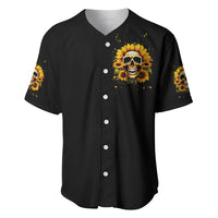Sunflower Skull Baseball Jersey She Is Sunshine Mixed With A Little Hurricance - Wonder Print Shop
