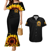Sunflower Skull Couples Matching Mermaid Dress and Hawaiian Shirt She Is Sunshine Mixed With A Little Hurricance - Wonder Print Shop