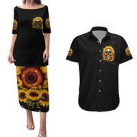 Sunflower Skull Couples Matching Puletasi Dress and Hawaiian Shirt She Is Sunshine Mixed With A Little Hurricance - Wonder Print Shop