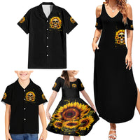 Sunflower Skull Family Matching Summer Maxi Dress and Hawaiian Shirt She Is Sunshine Mixed With A Little Hurricance - Wonder Print Shop