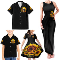 Sunflower Skull Family Matching Tank Maxi Dress and Hawaiian Shirt She Is Sunshine Mixed With A Little Hurricance - Wonder Print Shop