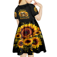 Sunflower Skull Kid Short Sleeve Dress She Is Sunshine Mixed With A Little Hurricance - Wonder Print Shop