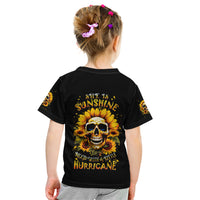 Sunflower Skull Kid T Shirt She Is Sunshine Mixed With A Little Hurricance - Wonder Print Shop