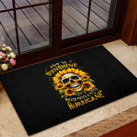 Sunflower Skull Rubber Doormat She Is Sunshine Mixed With A Little Hurricance - Wonder Print Shop