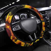 Sunflower Skull Steering Wheel Cover She Is Sunshine Mixed With A Little Hurricance - Wonder Print Shop