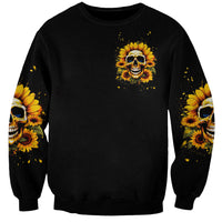Sunflower Skull Sweatshirt She Is Sunshine Mixed With A Little Hurricance - Wonder Print Shop