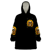 Sunflower Skull Wearable Blanket Hoodie She Is Sunshine Mixed With A Little Hurricance - Wonder Print Shop