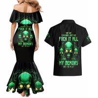 Thnder Skull Couples Matching Mermaid Dress and Hawaiian Shirt One Day I Gonna Just Say F It All - Wonder Print Shop