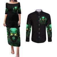 Thnder Skull Couples Matching Puletasi Dress and Long Sleeve Button Shirt One Day I Gonna Just Say F It All - Wonder Print Shop
