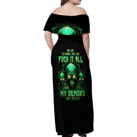 Thnder Skull Family Matching Off Shoulder Maxi Dress and Hawaiian Shirt One Day I Gonna Just Say F It All - Wonder Print Shop