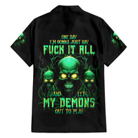 Thnder Skull Family Matching Puletasi Dress and Hawaiian Shirt One Day I Gonna Just Say F It All - Wonder Print Shop