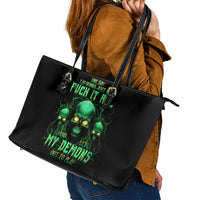 Thnder Skull Leather Tote Bag One Day I Gonna Just Say F It All - Wonder Print Shop