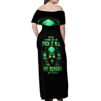 Thnder Skull Off Shoulder Maxi Dress One Day I Gonna Just Say F It All - Wonder Print Shop