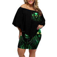 Thnder Skull Off Shoulder Short Dress One Day I Gonna Just Say F It All - Wonder Print Shop