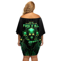 Thnder Skull Off Shoulder Short Dress One Day I Gonna Just Say F It All - Wonder Print Shop