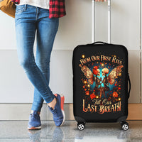 Couple Skull Luggage Cover From Our First Kiss Till Our Last Breath - Wonder Print Shop