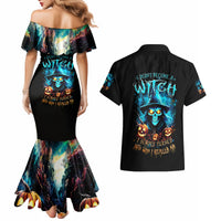 Witch Skull Halloween Couples Matching Mermaid Dress and Hawaiian Shirt I Didn't Becom A Witch - Wonder Print Shop