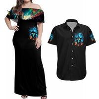 Witch Skull Halloween Couples Matching Off Shoulder Maxi Dress and Hawaiian Shirt I Didn't Becom A Witch - Wonder Print Shop