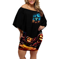 Witch Skull Halloween Family Matching Off Shoulder Short Dress and Hawaiian Shirt I Didn't Becom A Witch - Wonder Print Shop