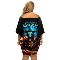 Witch Skull Halloween Family Matching Off Shoulder Short Dress and Hawaiian Shirt I Didn't Becom A Witch - Wonder Print Shop