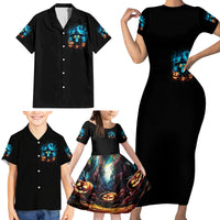 Witch Skull Halloween Family Matching Short Sleeve Bodycon Dress and Hawaiian Shirt I Didn't Becom A Witch - Wonder Print Shop
