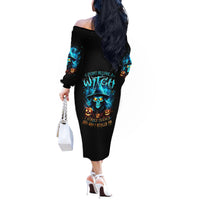 Witch Skull Halloween Off The Shoulder Long Sleeve Dress I Didn't Becom A Witch - Wonder Print Shop