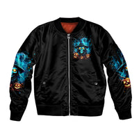 Witch Skull Halloween Sleeve Zip Bomber Jacket I Didn't Becom A Witch - Wonder Print Shop