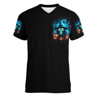 Witch Skull Halloween Women V Neck T Shirt I Didn't Becom A Witch - Wonder Print Shop