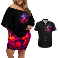 Witch Pumkin Skull Couples Matching Off Shoulder Short Dress and Hawaiian Shirt Don't Try To Figure Me Out I'm A Special - Wonder Print Shop