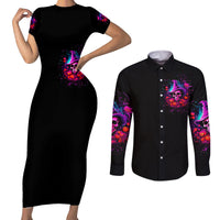 Witch Pumkin Skull Couples Matching Short Sleeve Bodycon Dress and Long Sleeve Button Shirt Don't Try To Figure Me Out I'm A Special - Wonder Print Shop