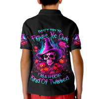 Witch Pumkin Skull Kid Polo Shirt Don't Try To Figure Me Out I'm A Special - Wonder Print Shop