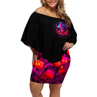 Witch Pumkin Skull Off Shoulder Short Dress Don't Try To Figure Me Out I'm A Special - Wonder Print Shop