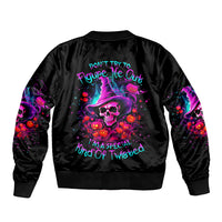 Witch Pumkin Skull Sleeve Zip Bomber Jacket Don't Try To Figure Me Out I'm A Special - Wonder Print Shop