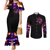 Wizard Skull Halloween Couples Matching Mermaid Dress and Long Sleeve Button Shirt Don't Try To Figure Me Out I'm A Special DT01
